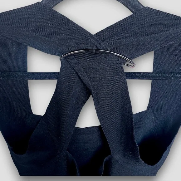 Black Ribbed Open-Back Top | Thick Knit | Size S - Picture 5 of 5